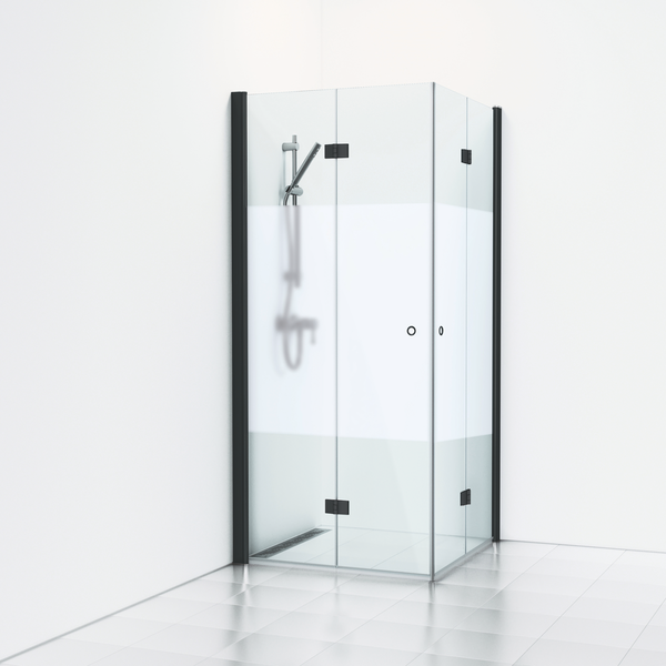 HÖRNDUSCH SVEDBERGS SKOGA VIK SVART MATT HALVFROST INTHT 70X70X198CM