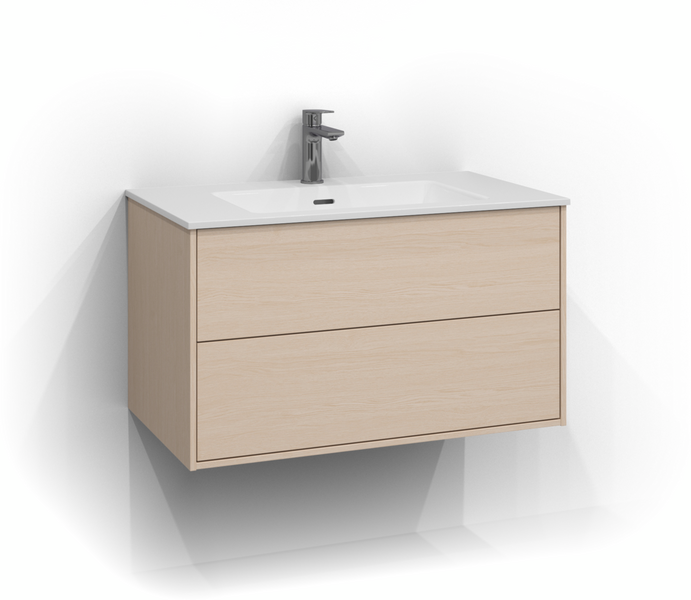 TVÄTTSTÄLLSSKÅP SVEDBERGS EPOS PLAN VIT ASK 2LÅD 80X45,3X45CM