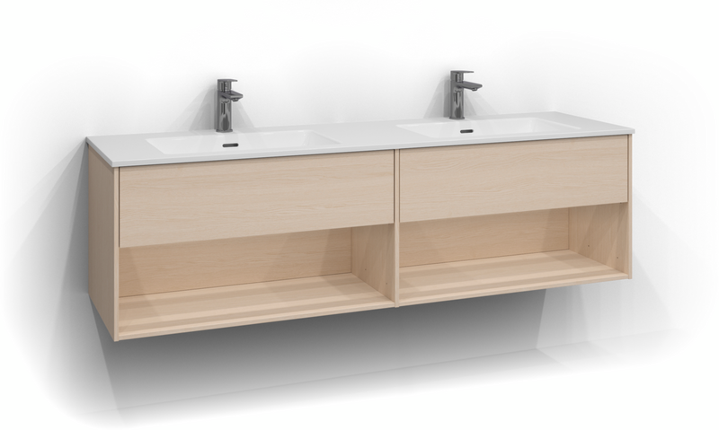 TVÄTTSTÄLLSSKÅP SVEDBERGS EPOS PLAN VIT ASK 1+1L ÖPPEN 159X45,3X45CM