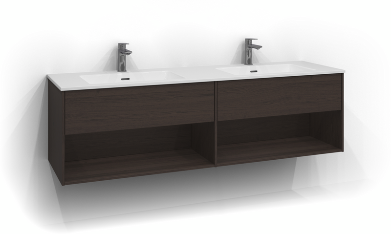 TVÄTTSTÄLLSSKÅP SVEDBERGS EPOS PLAN BRUN ASK 1+1L ÖPPEN PUSH 159X45,3X45CM