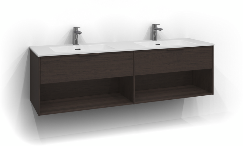 TVÄTTSTÄLLSSKÅP SVEDBERGS EPOS RELIEF BRUN ASK 1+1L ÖPPEN INTHT 159X45,3X45CM