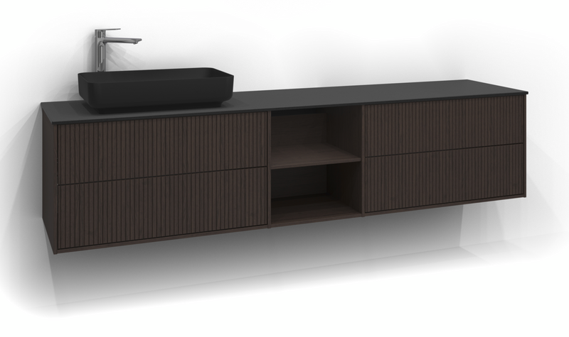 TVÄTTSTÄLLSSKÅP SVEDBERGS EPOS RAND BRUN ASK 2+0+2L ÖPPEN PUSH 199X45,3X45