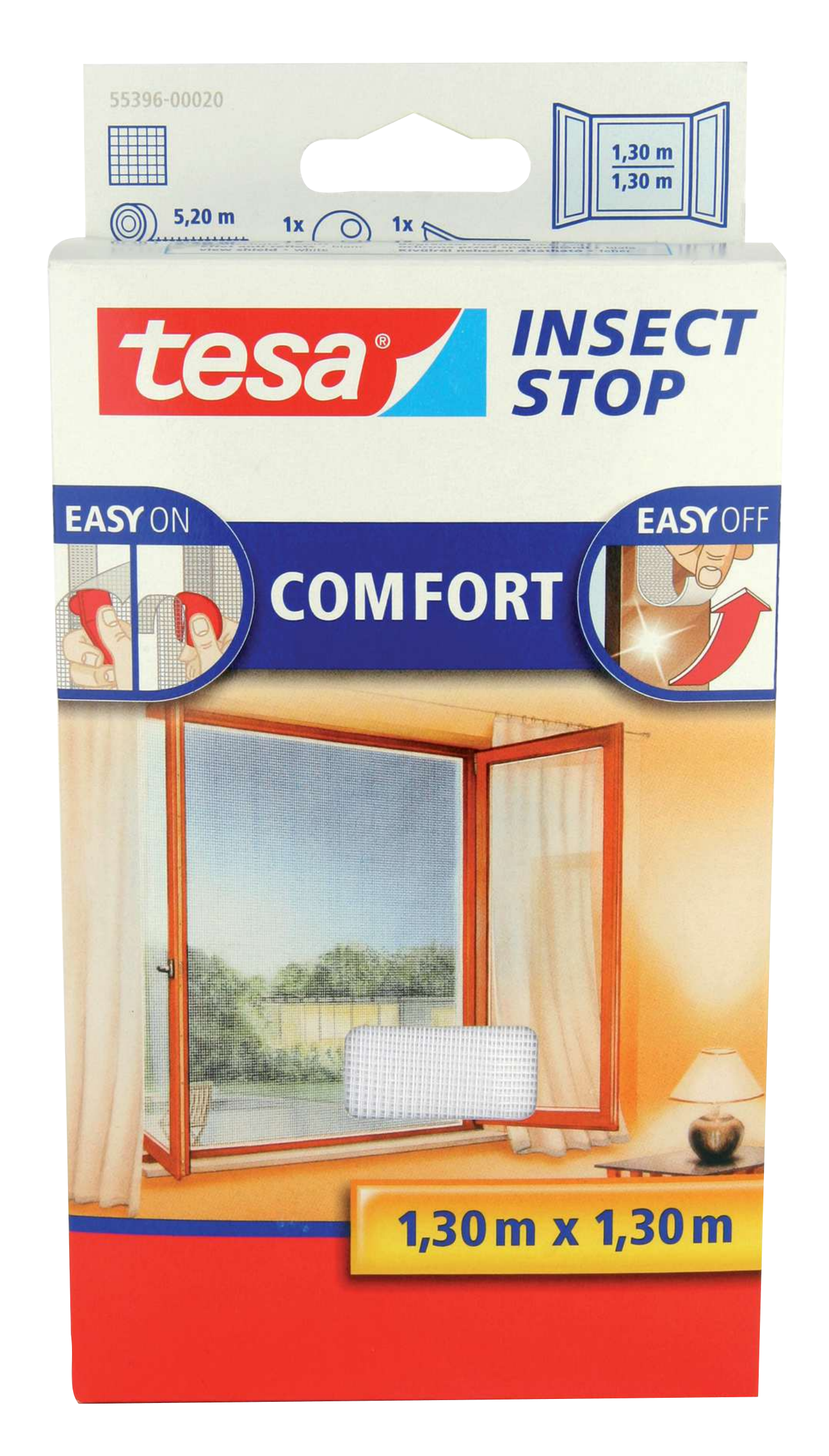 INSEKTSNÄT FÖNSTER 1,3X1,3 VIT TESA 55396 INÅTGÅENDE COMFORT