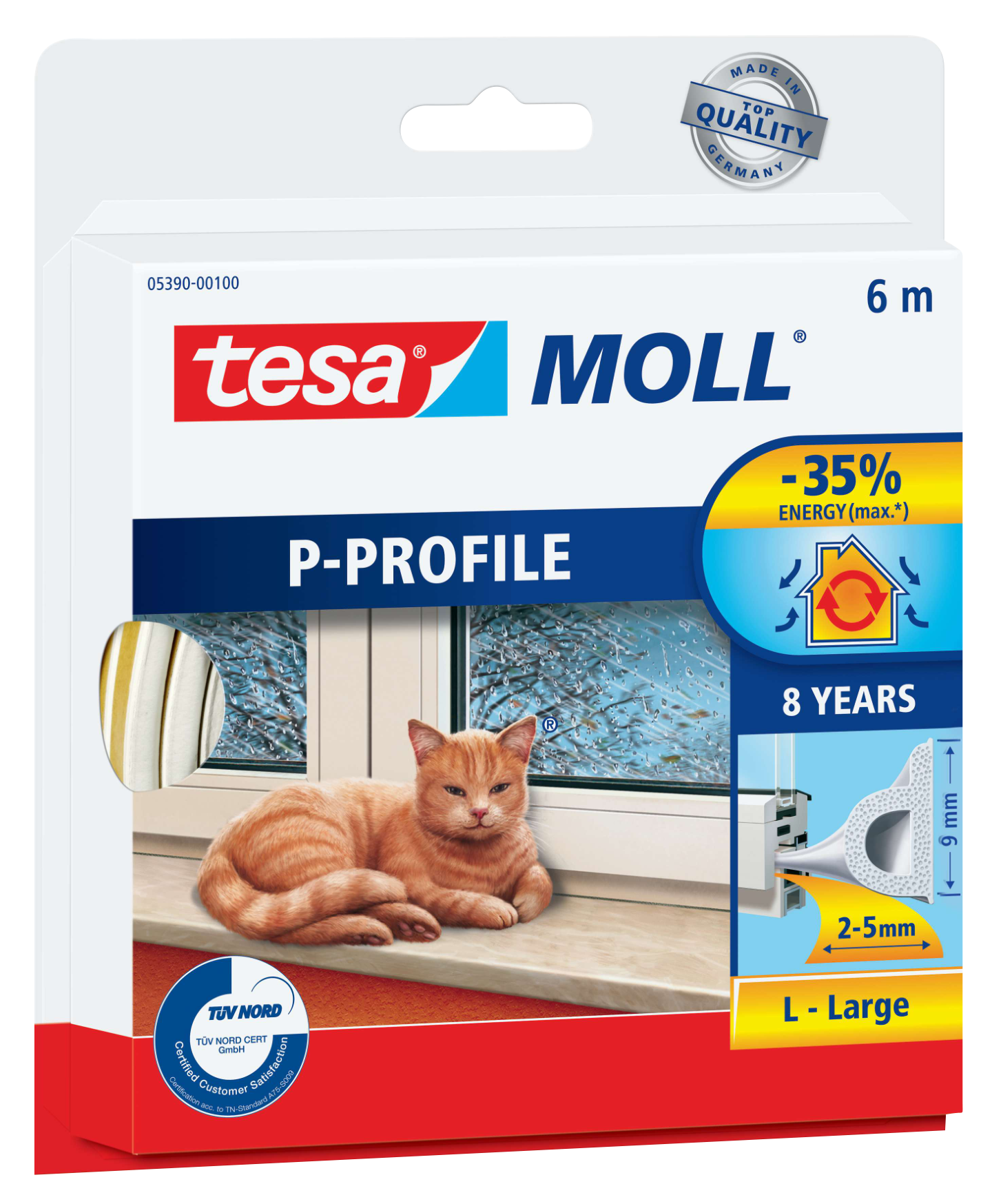 TÄTLIST P-LIST VIT 9X5,5MM 6M TESA 05390 EPDM SJH 3-5MM