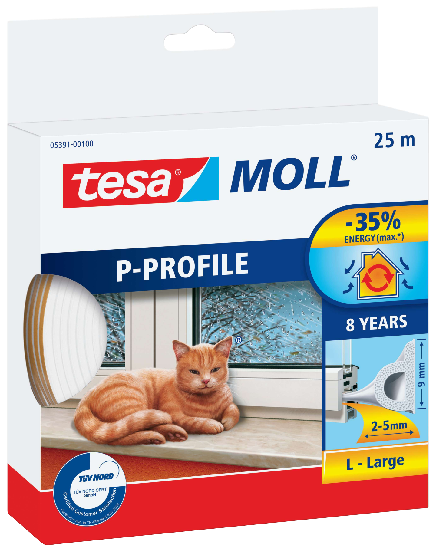 TÄTLIST P-LIST VIT 9X5,5MM 25M TESA 05391 EPDM SJH 3-5MM