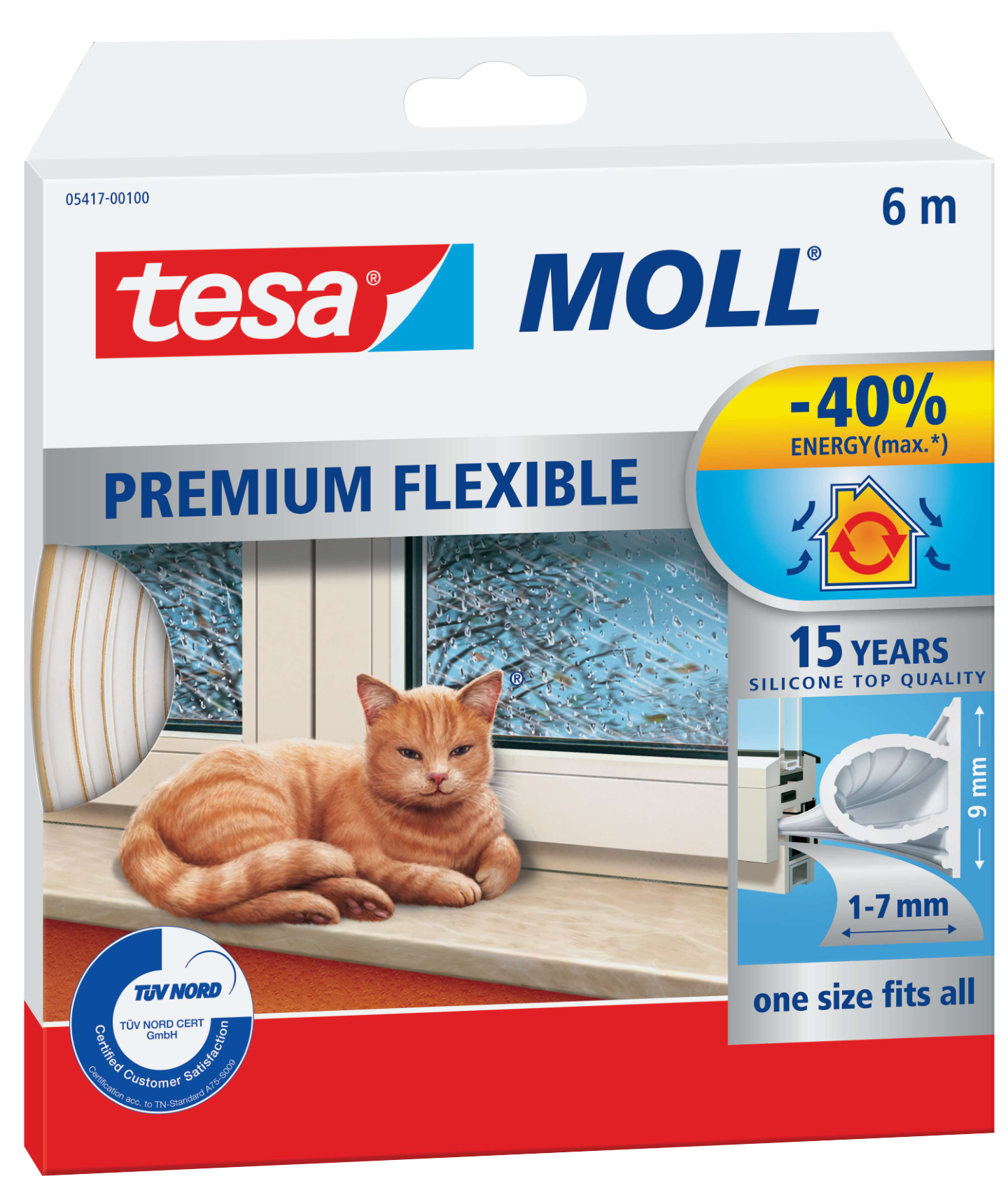 TÄTLIST SILIKON VIT SJH 9MM 6M TESA 05417 OMEGA-PROFIL