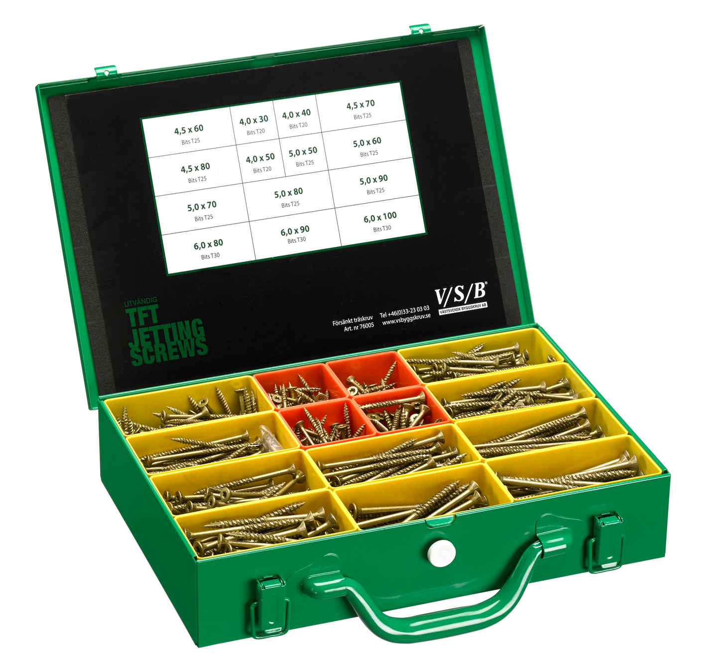 TRÄSKRUVSATS VSB TFT JETTING UTV, SORTIMENTSLÅDA