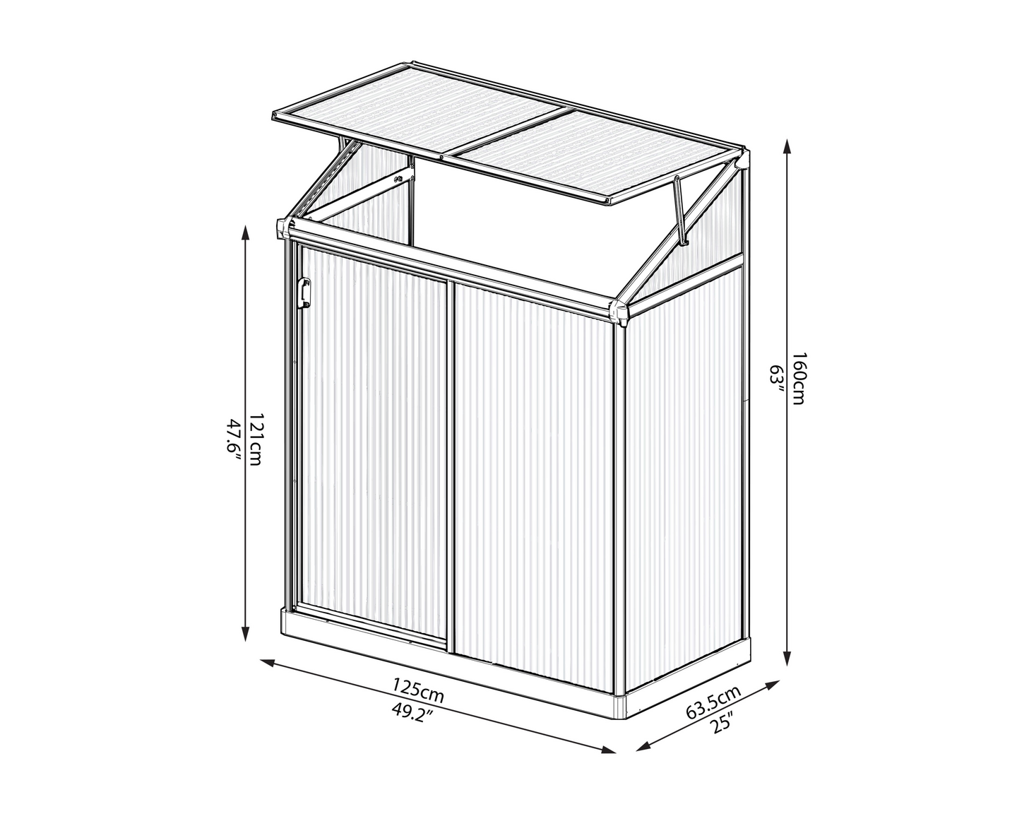 VÄXTHUS GOP MULTI LEAN-TO 2 X 4, 1250X635X1600MM