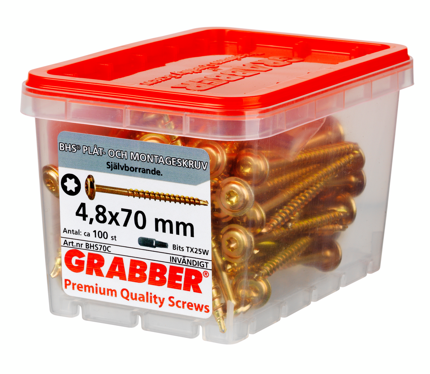 MONTAGESKRUV GRABBER SJÄLVBORRANDE, 4,8X70 100ST BHS70C