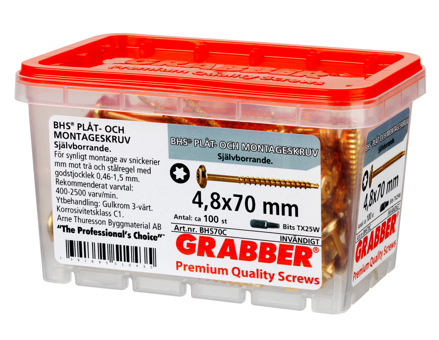 MONTAGESKRUV GRABBER SJÄLVBORRANDE, 4,8X70 100ST BHS70C