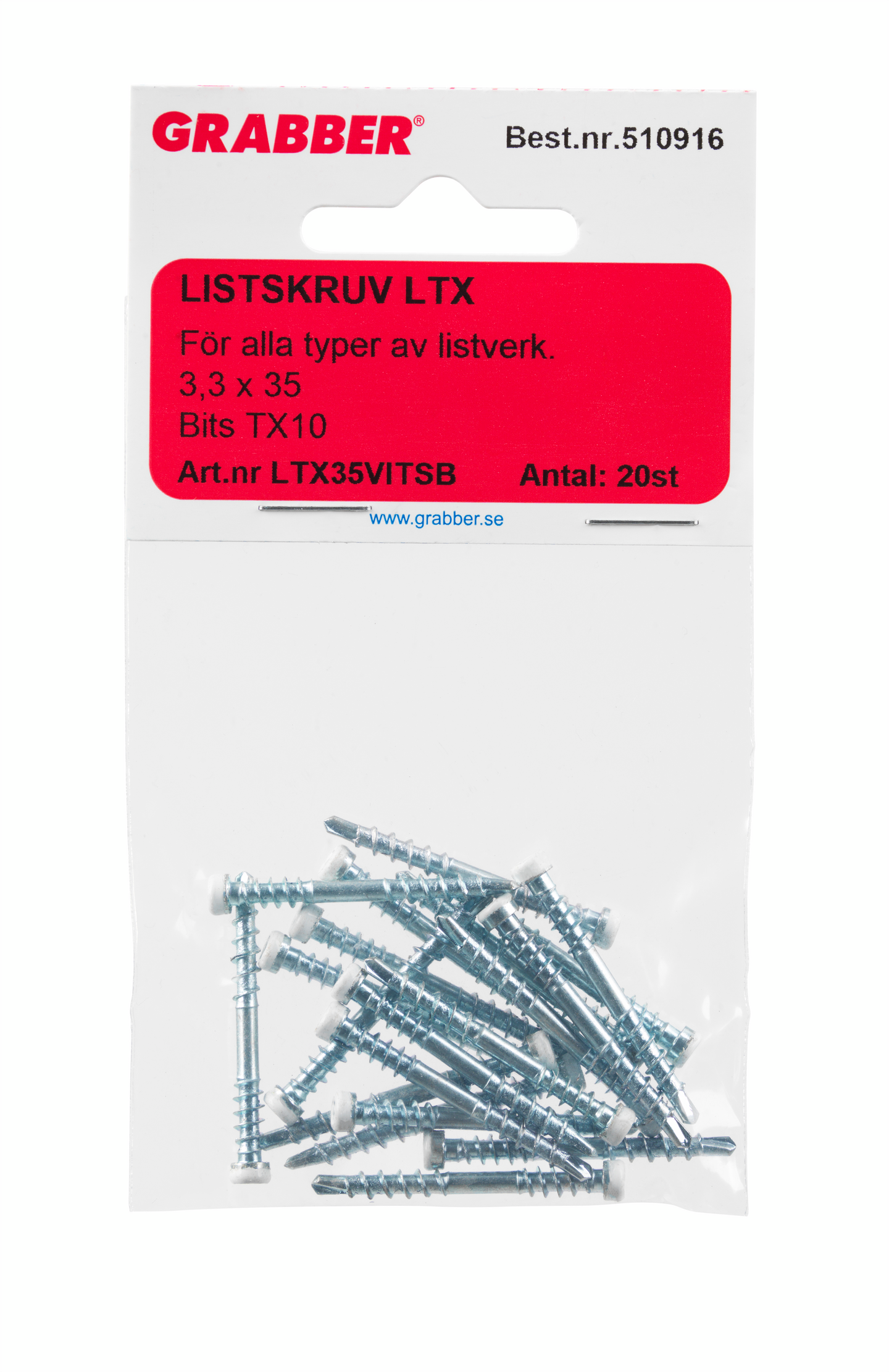 LISTSKRUV GRABBER VIT 3,3X35