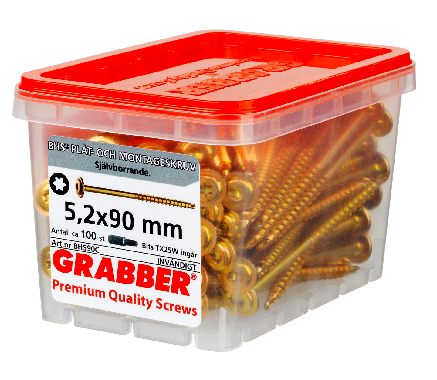MONTAGESKRUV GRABBER SJÄLVBORRANDE, 5,2X90 100ST BHS90C