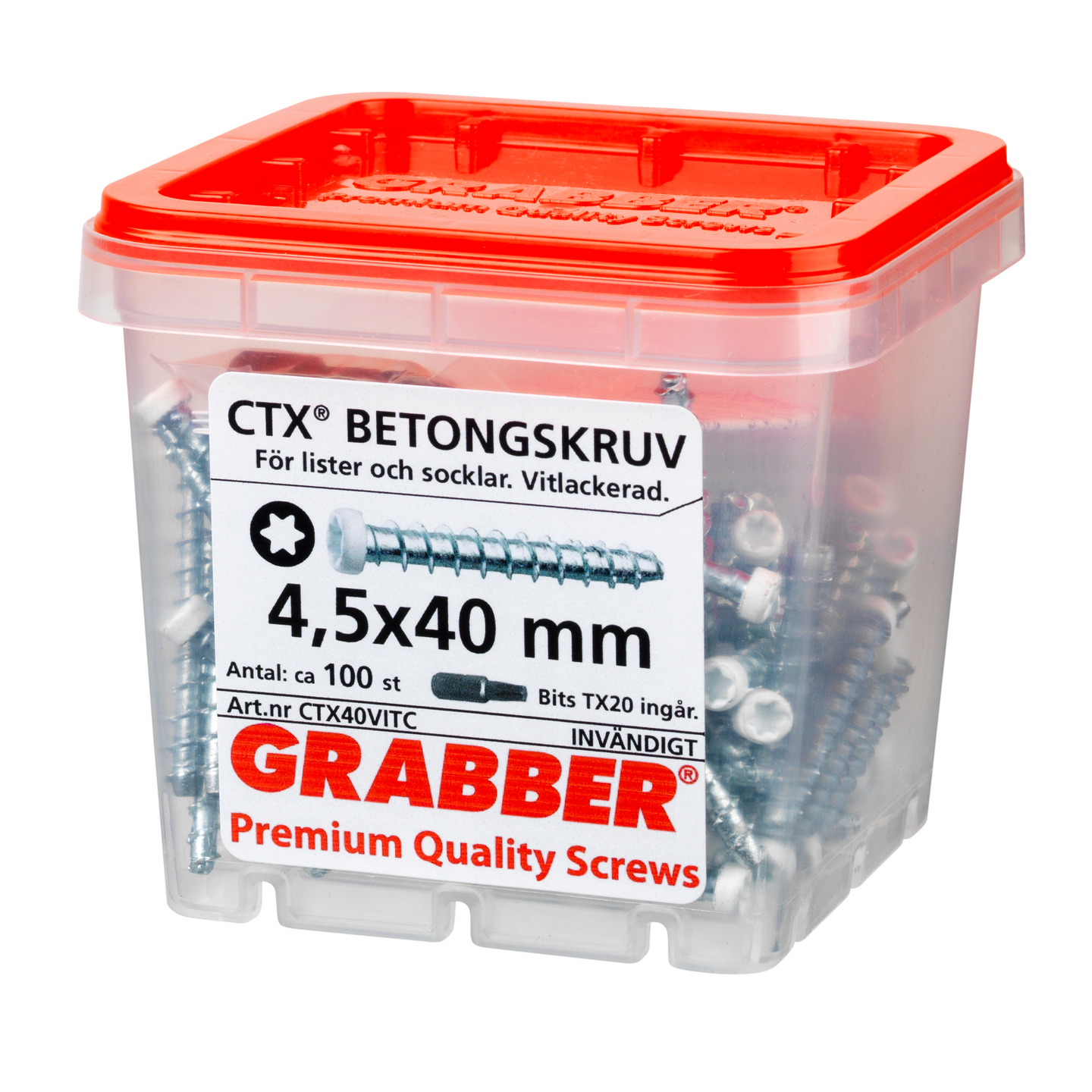 BETONGSKRUV GRABBER VIT CTX 4,5X40 100 ST