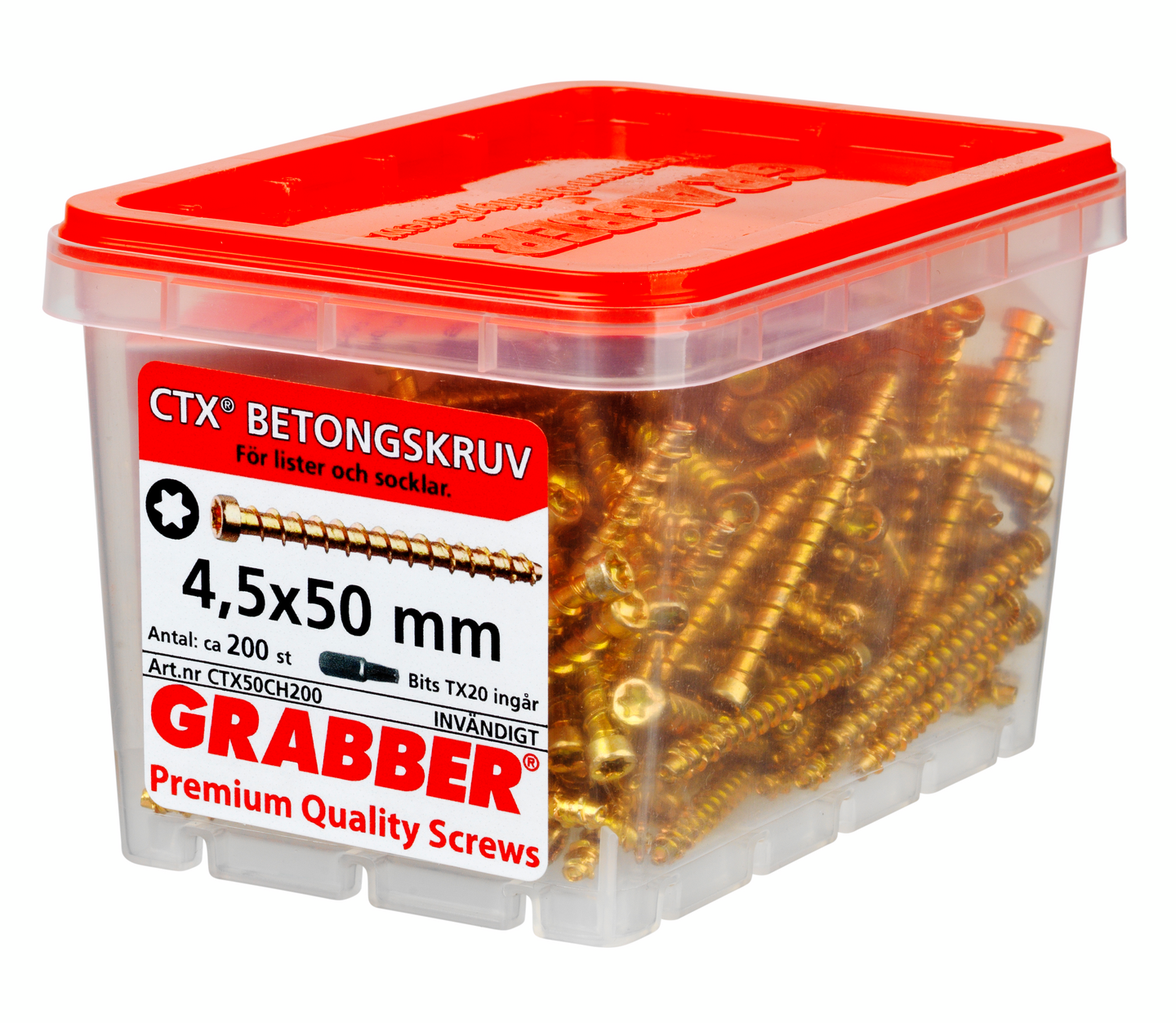 BETONGSKRUV GRABBER FÖR LISTER/SOCKLAR, GUL 4,5X50 200ST