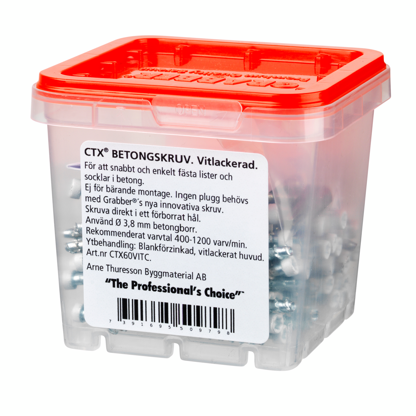 BETONGSKRUV GRABBER FÖR LISTER/SOCKLAR VIT 4,5X60 100ST