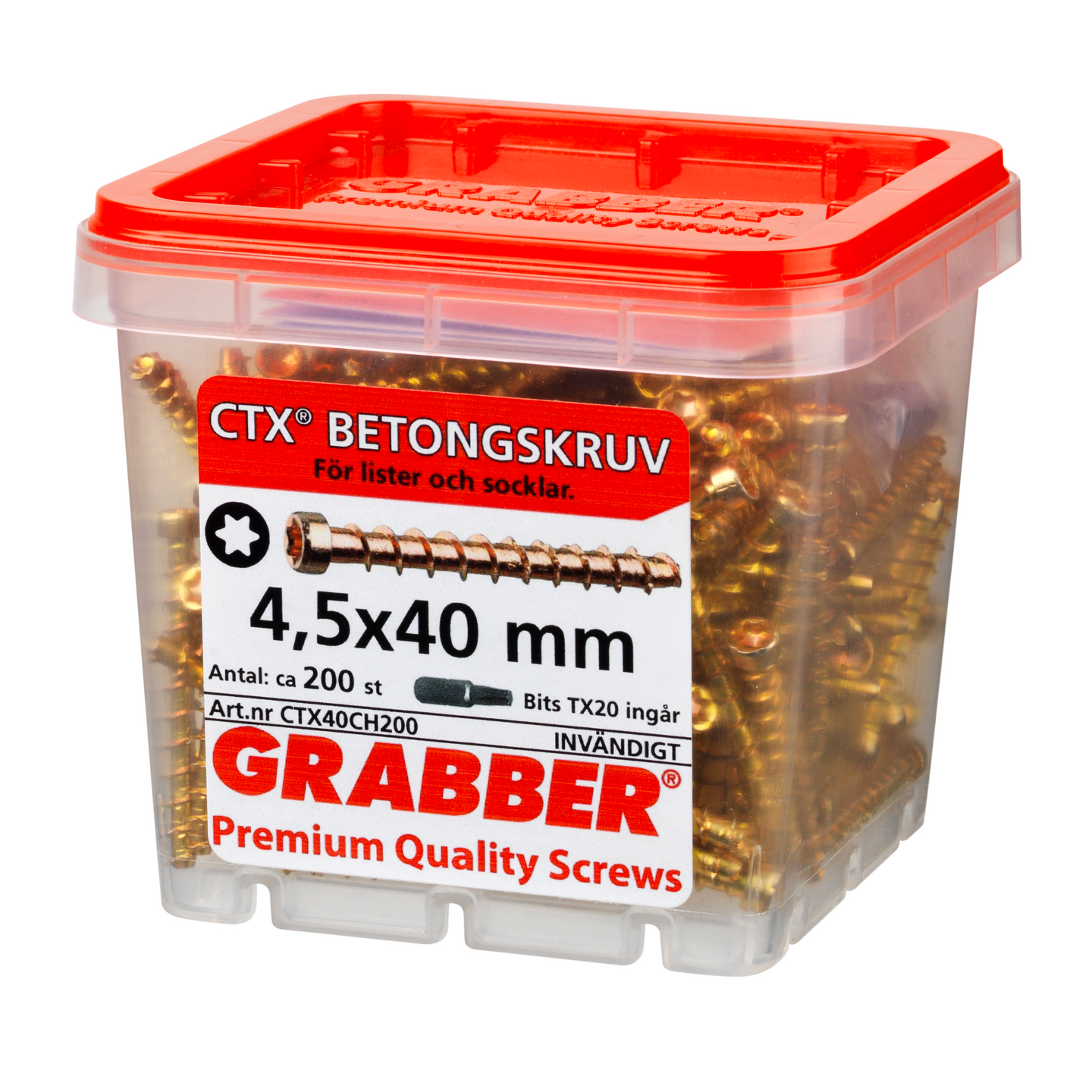 BETONGSKRUV GRABBER FÖR LISTER/SOCKLAR, GUL 4,5X40 200ST