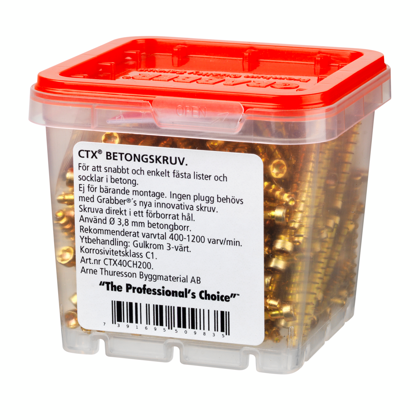 BETONGSKRUV GRABBER FÖR LISTER/SOCKLAR, GUL 4,5X40 200ST