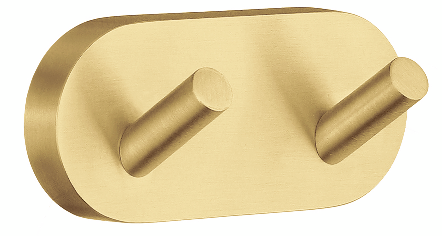 Kaksoispyyhekoukku Smedbo Home HV356 harjattu messinki