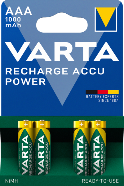 Akkuparisto VARTA Power AAA 1000MAH ladattava 4kpl