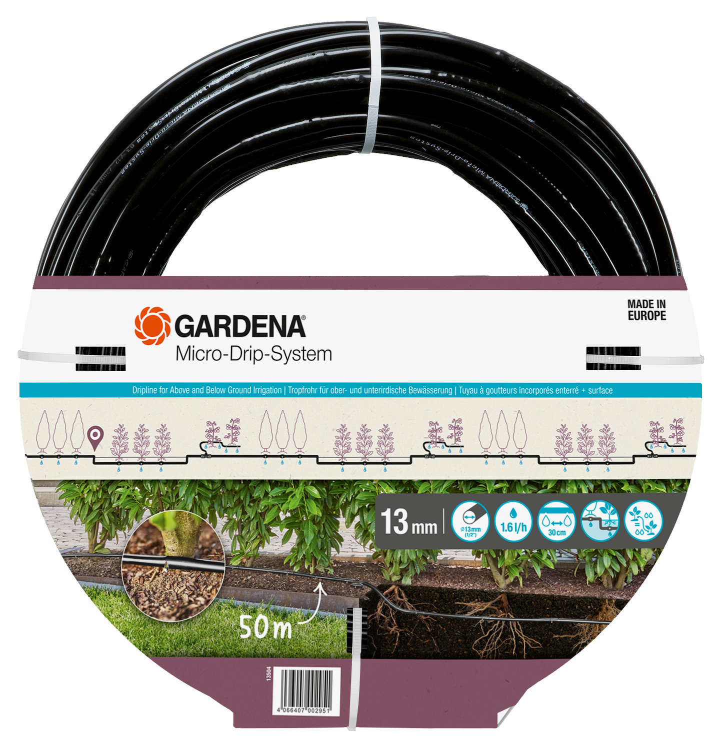 Micro-Drip-laajennussarja Dripline 50m Gardena 13504-20