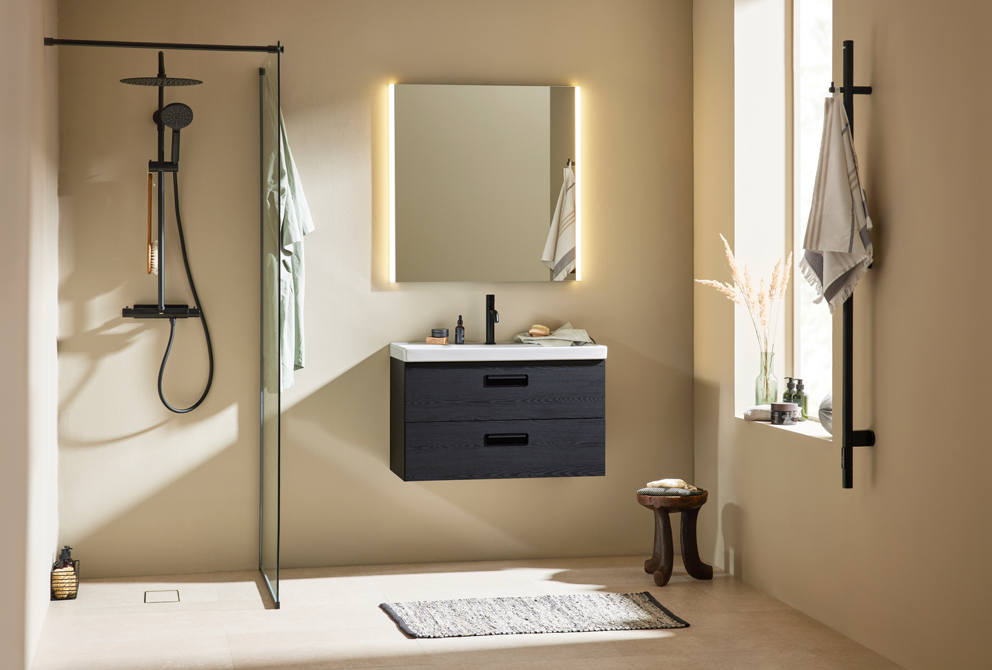 TVÄTTSTÄLLSSKÅP NORO RELOUNGE SVART, TRÄSTRUKTUR 800 M TVÄTTSTÄLL