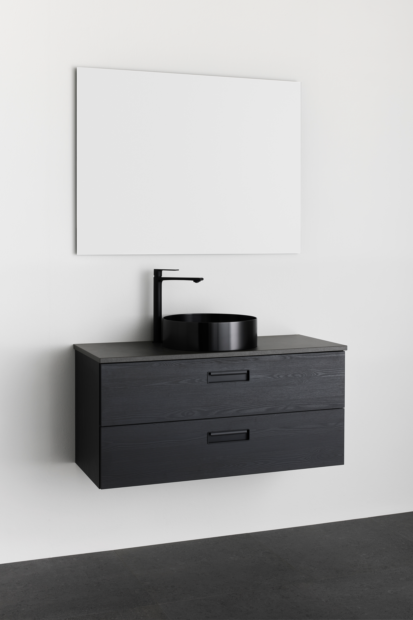 TVÄTTSTÄLLSSKÅP NORO RELOUNGE SVART, TRÄSTRUKTUR 1000