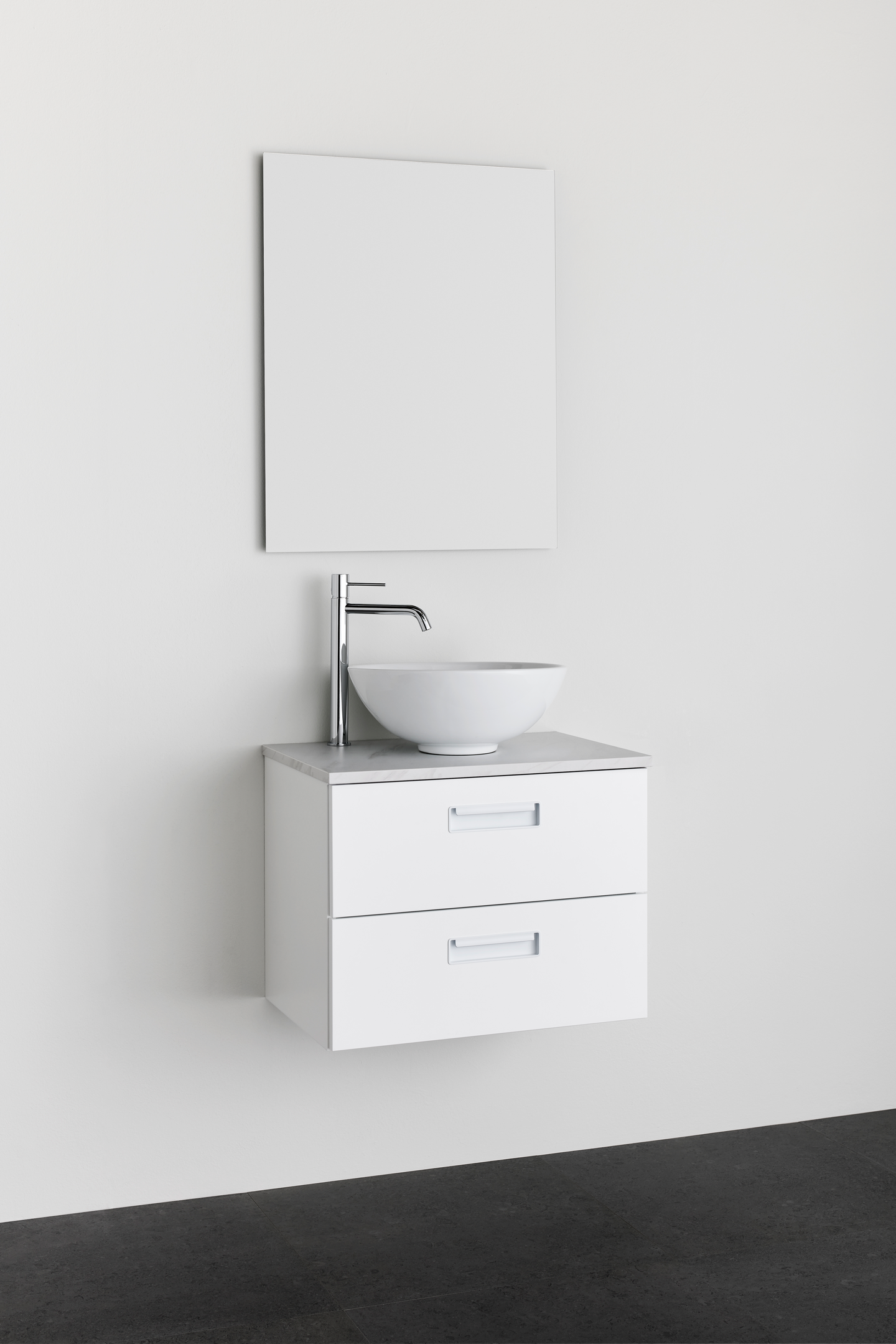 TVÄTTSTÄLLSSKÅP NORO RELOUNGE VIT, 600 M BÄNKSKIVA LJUS MARMOR