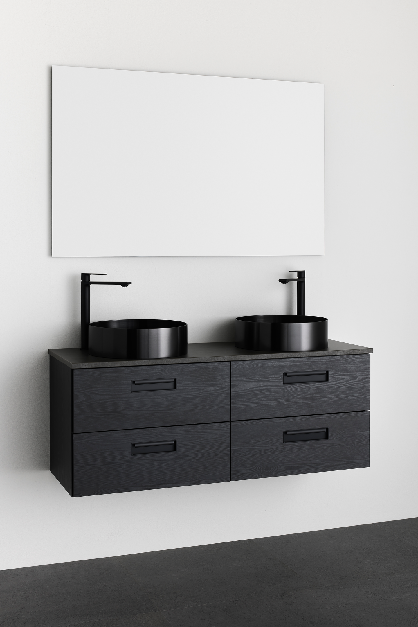 TVÄTTSTÄLLSSKÅP NORO RELOUNGE SVART, TRÄSTRUKTUR 1200D M BÄNKSKIVA