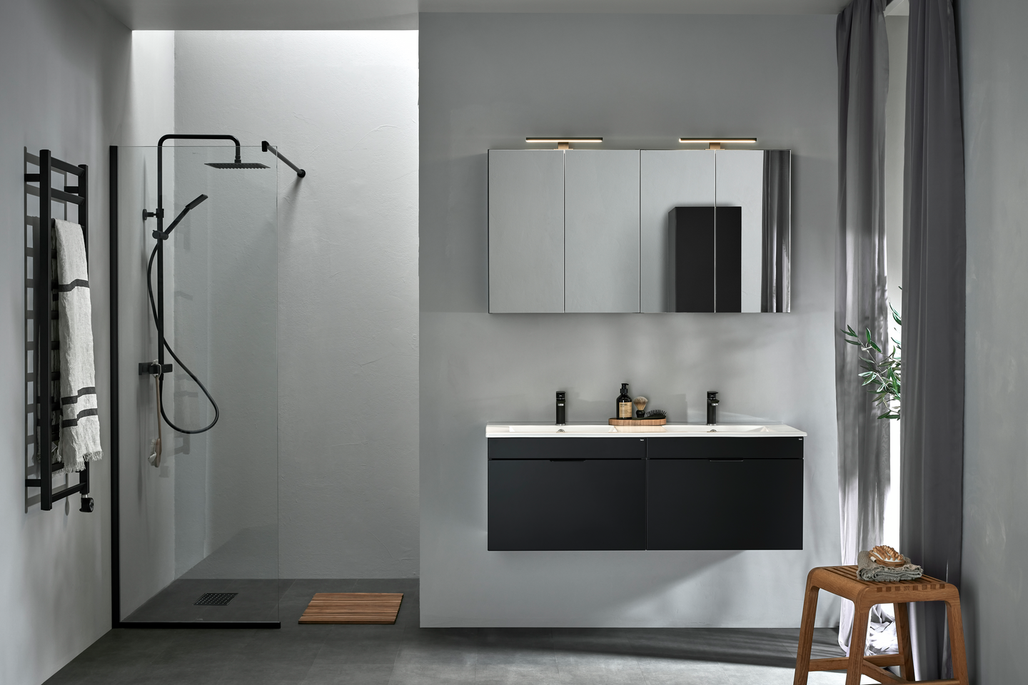 TVÄTTSTÄLLSSKÅP HAFA GO 2X1 LÅDOR MED TVÄTTSTÄLL SVART 1200