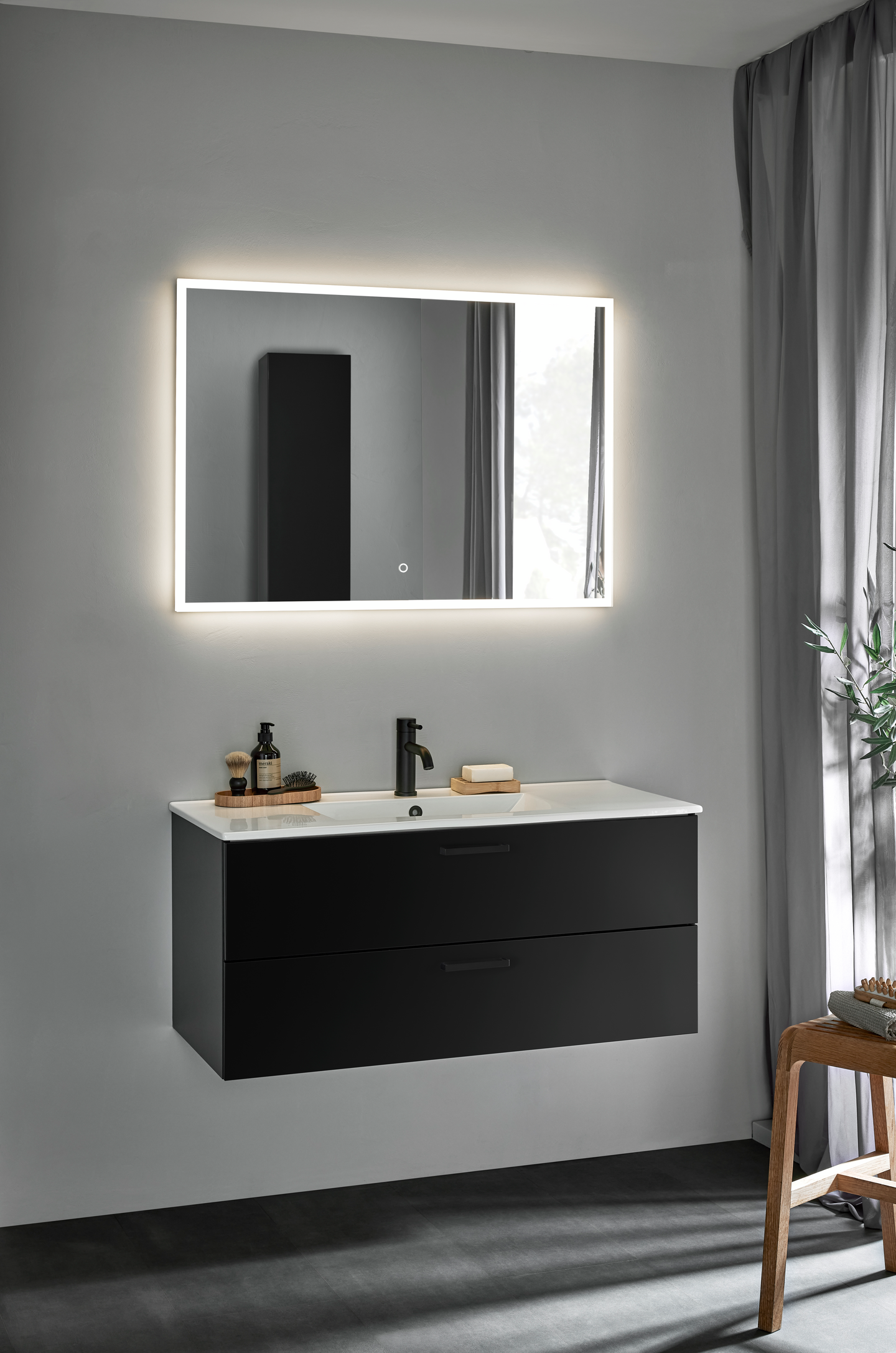 TVÄTTSTÄLLSSKÅP HAFA GO 2 LÅDOR SVART 1000 MED TVÄTTSTÄLL