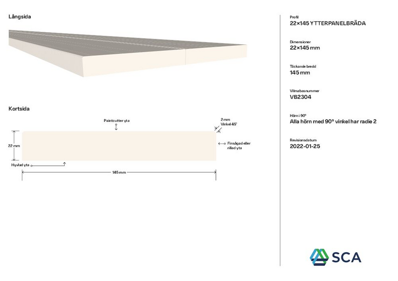 YTTERPANEL 22X145X3600 G4-2