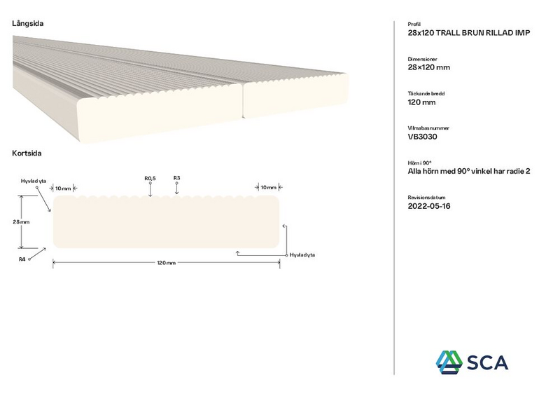 TRALL G4-3 IMP 28X120 4,8M BRUN RILLAD