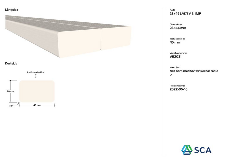 STAKETLÄKT G4-2 IMPREGNERAD NTR AB 28X45 4,8M