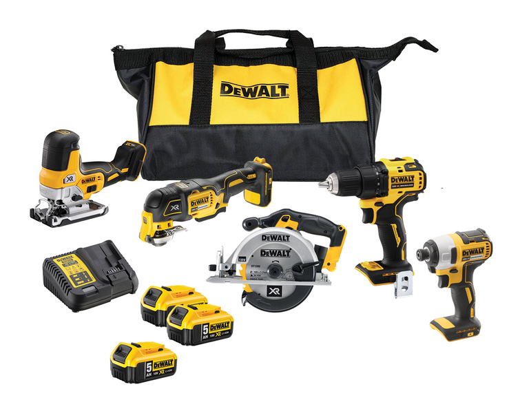 VERKTYGSKIT DCK555P3-QW 18V INNEHÅLLER 5 MASKINER
