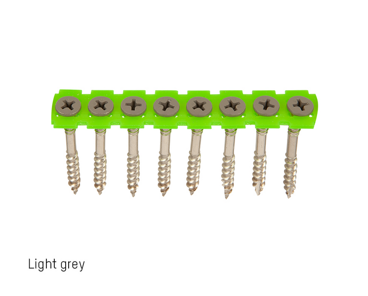 FASADSKRUV ROSTFRI/SYRAFAST LJUSGRÅ  BANDAD A4 4,2X45