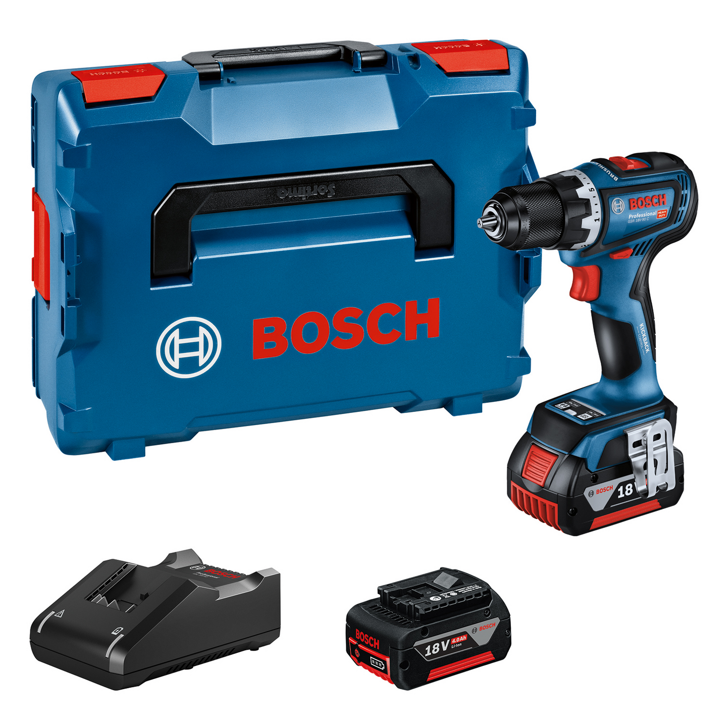SKRUVDRAGARE BOSCH GSR 18V-90C 2X4,0AH L-BOXX