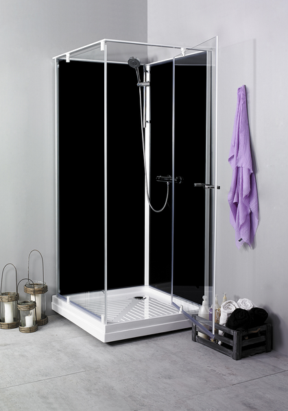 DUSCHKABIN NORO 90C OCEAN SVARTA, BAKVÄGGAR