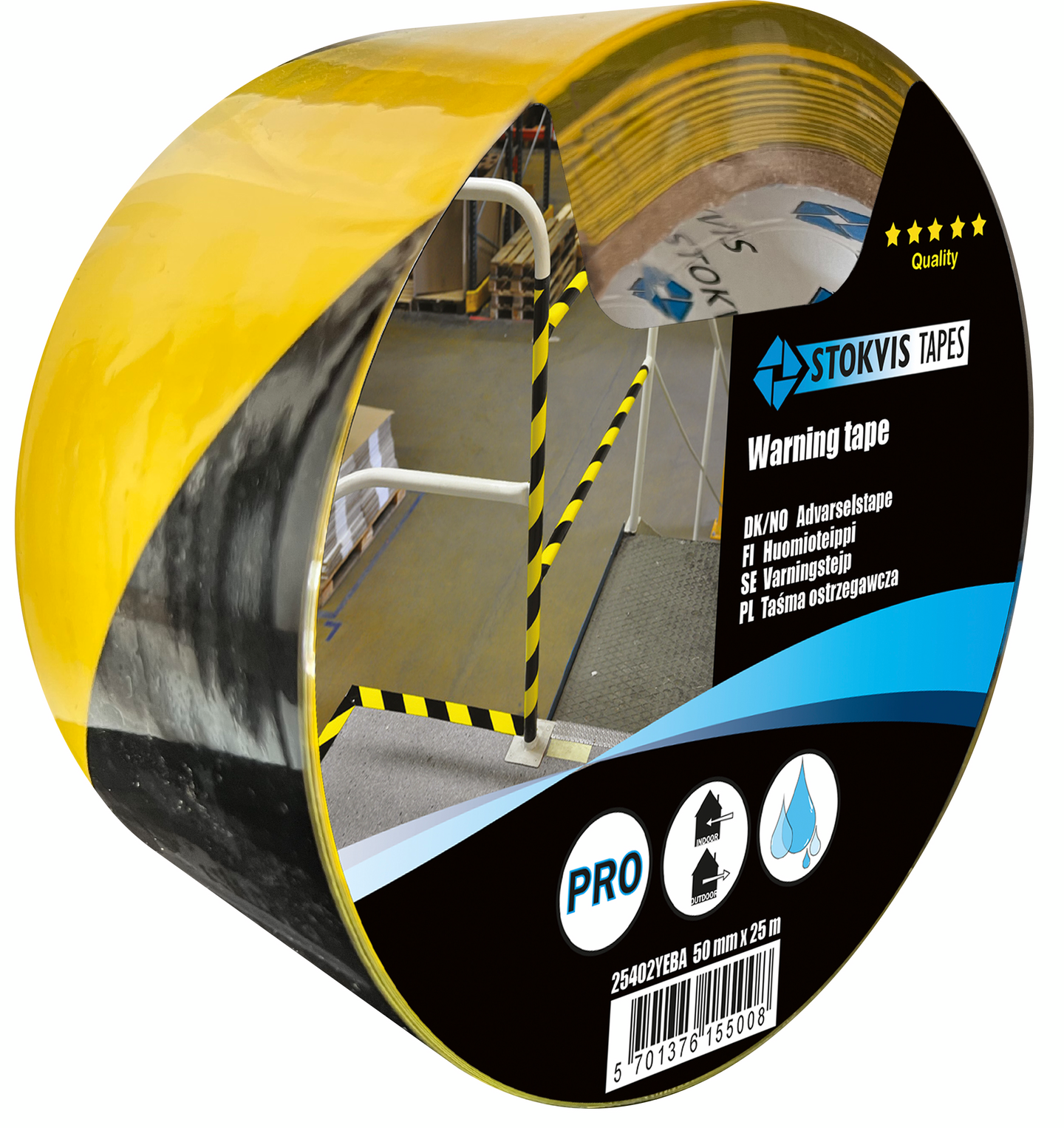 VARNINGSTEJP GUL/SVAR 50MMX25M