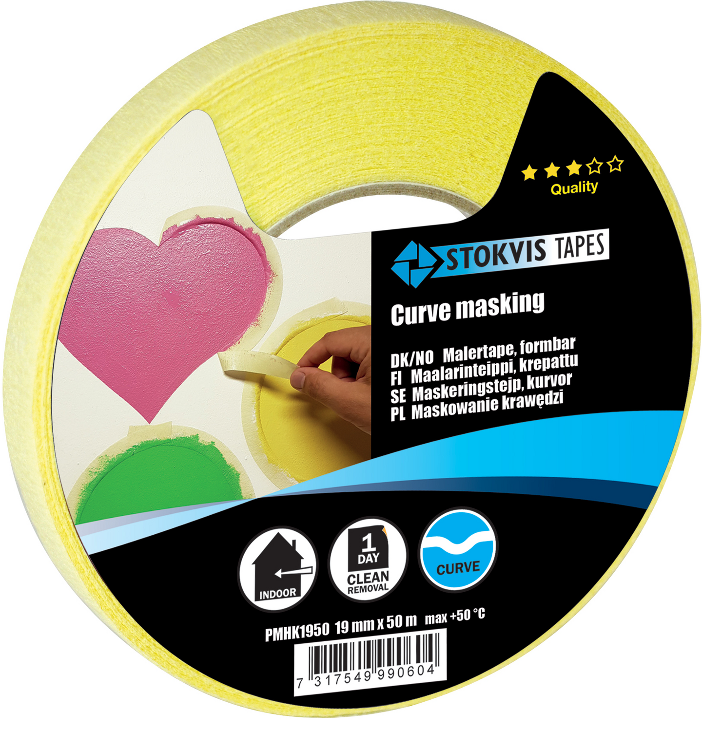 MASKERINGSTEJP KURVOR 19MMX50M