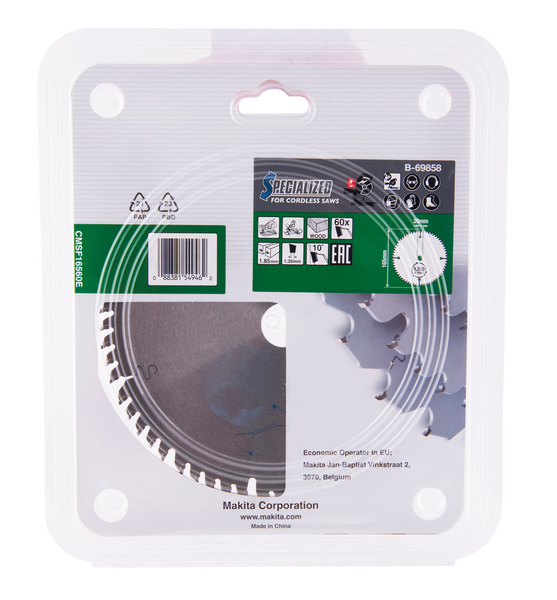 Pyörösahanterä Makita Efficut  165x20x1,185mm Z-60 puu