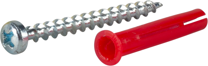 SKRUV ESSVE MED PLASTPLUGG RÖD 4,2X45 6ST