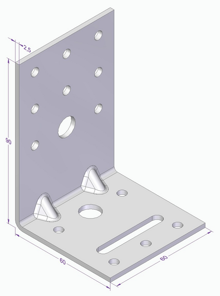VINKEL ESSVE MED FÖRSTÄRKNING CE 90X60X60X2,5