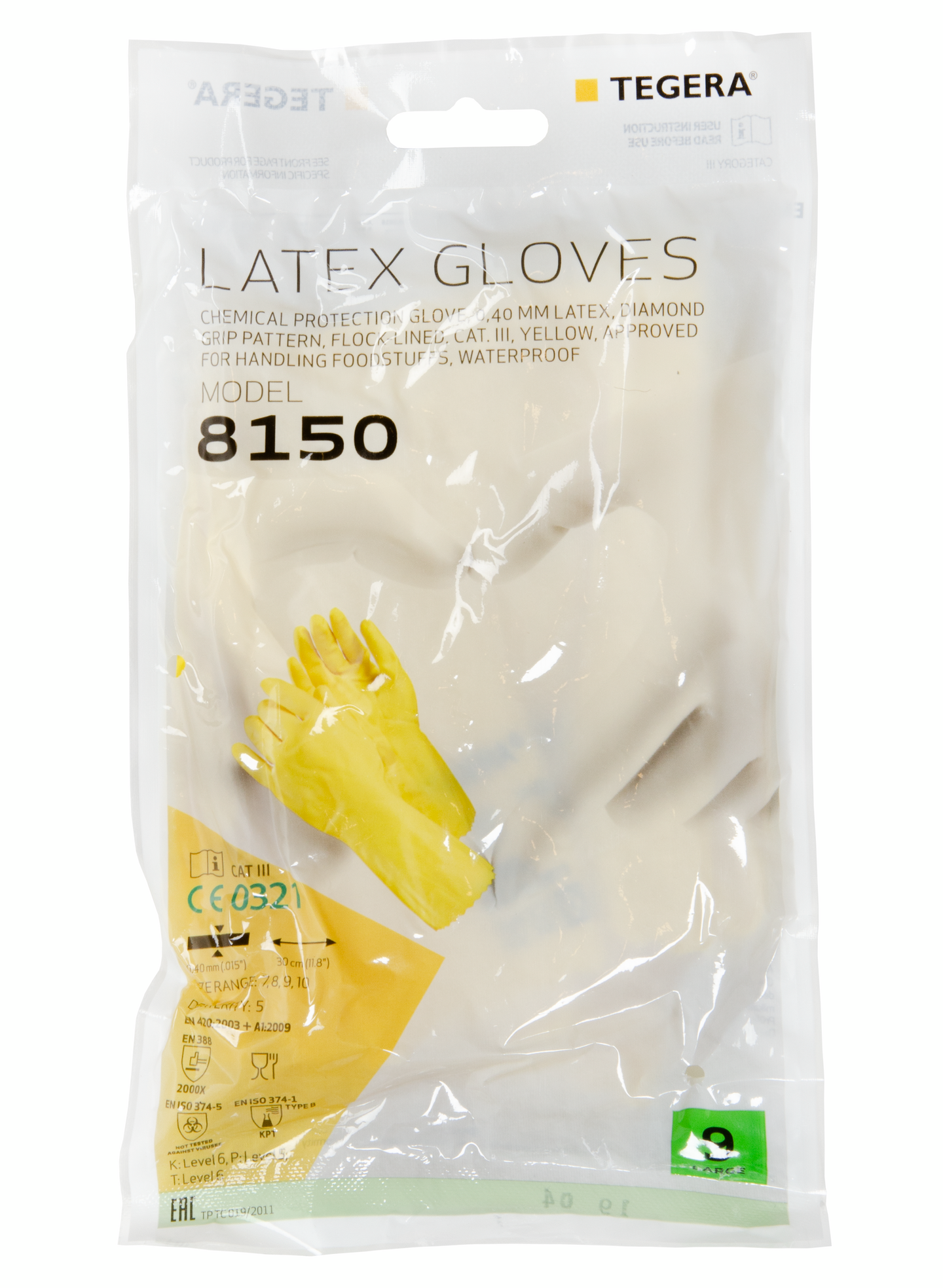 Käsineet TEGERA 8150 luonnonkumi keltainen