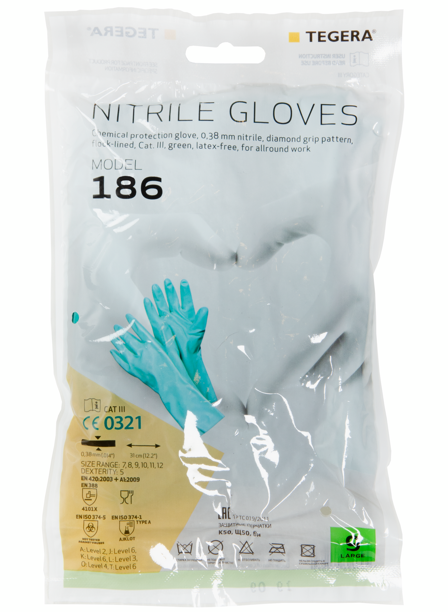 KEMSKYDDSHANDSKE 186 TEGERA 12 NITRIL