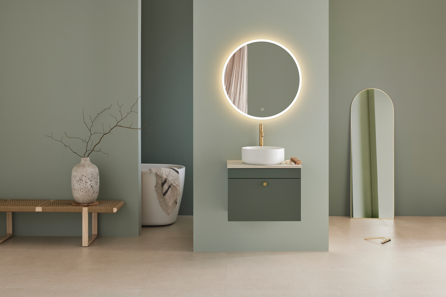 KOMMOD HAFA HAZE 1 LÅDA 600 GRÖN M BÄNKSKIVA+HANDFAT