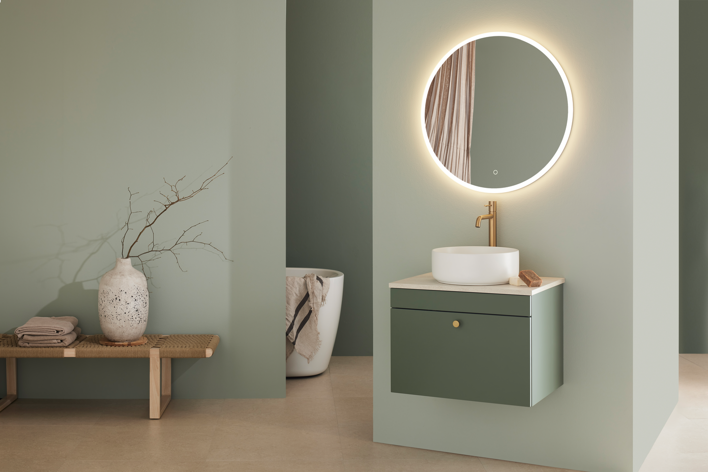 KOMMOD HAFA HAZE 1 LÅDA 600 GRÖN M BÄNKSKIVA+HANDFAT