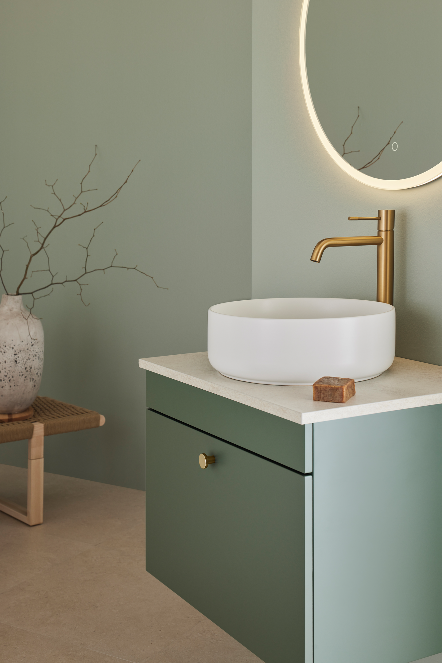 KOMMOD HAFA HAZE 1 LÅDA 600 GRÖN M BÄNKSKIVA+HANDFAT