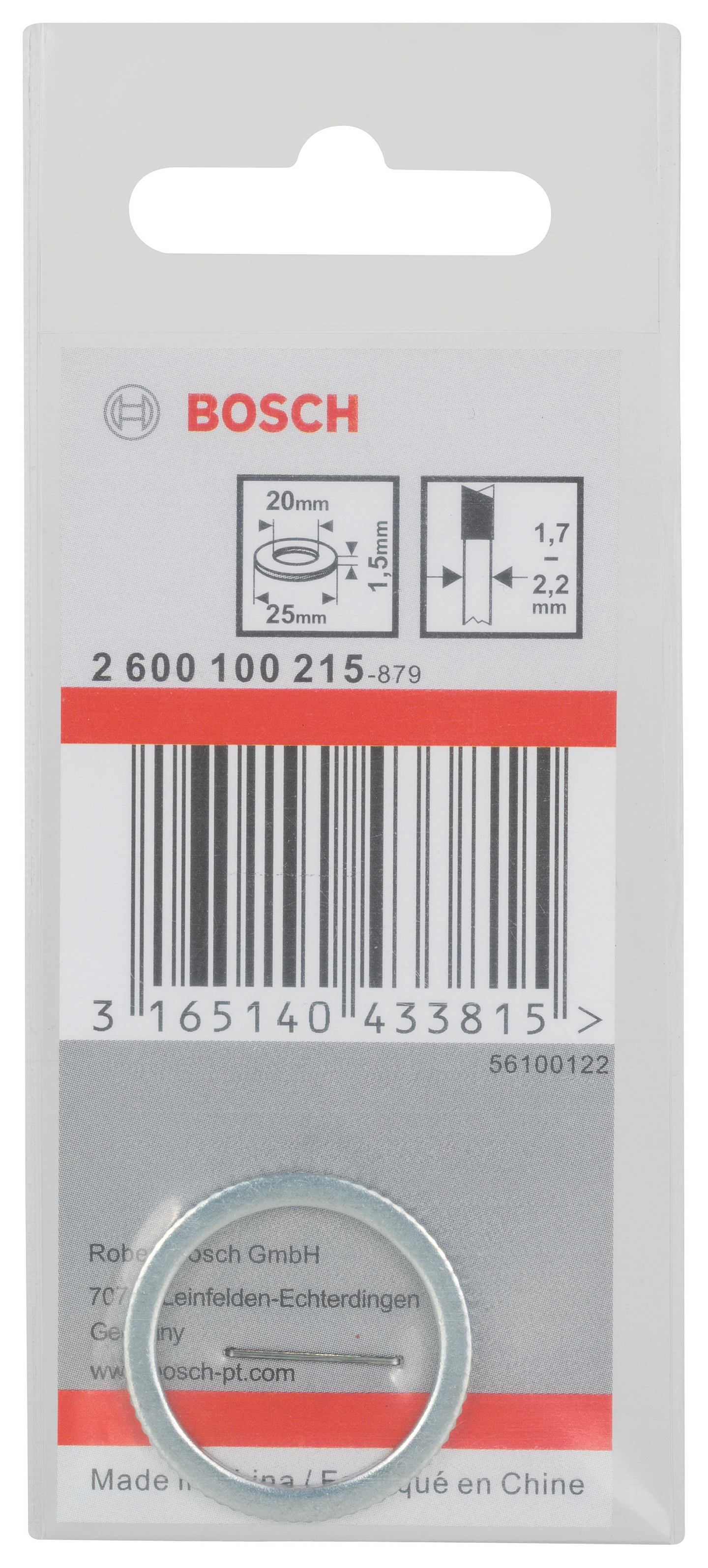 INSATSRING BOSCH 25/20MM MAX 2.2MM KLINGA