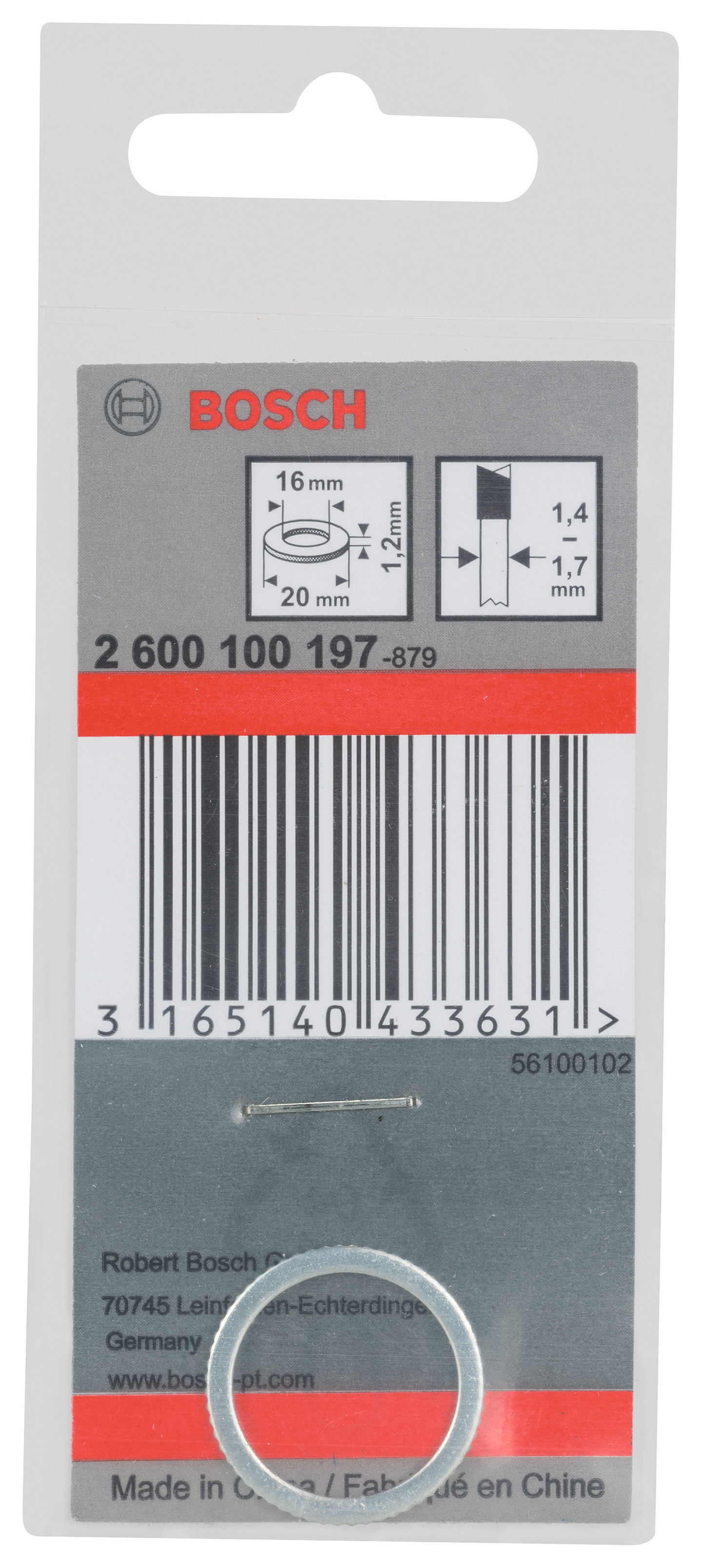 INSATSRING 20/16MM MAX1.7MM