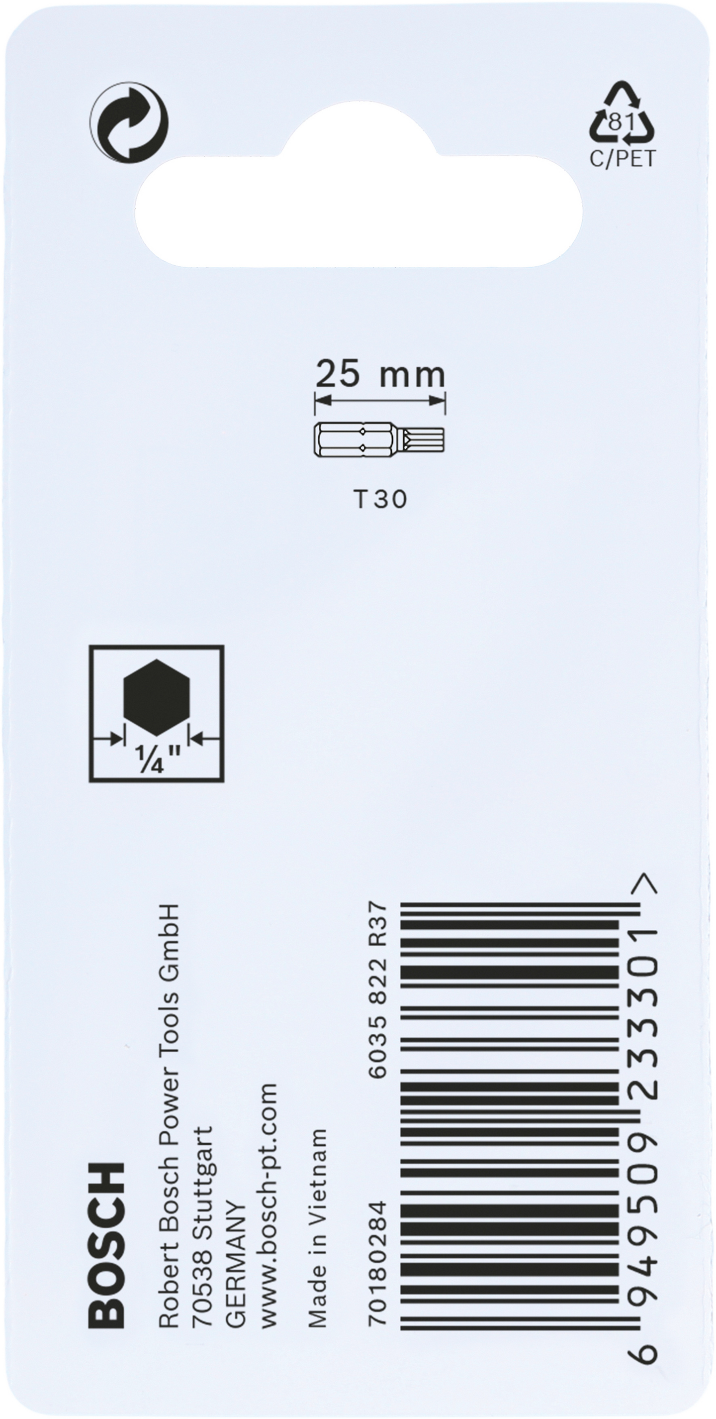 BITS BOSCH T30 IMPACT 25MM 2ST